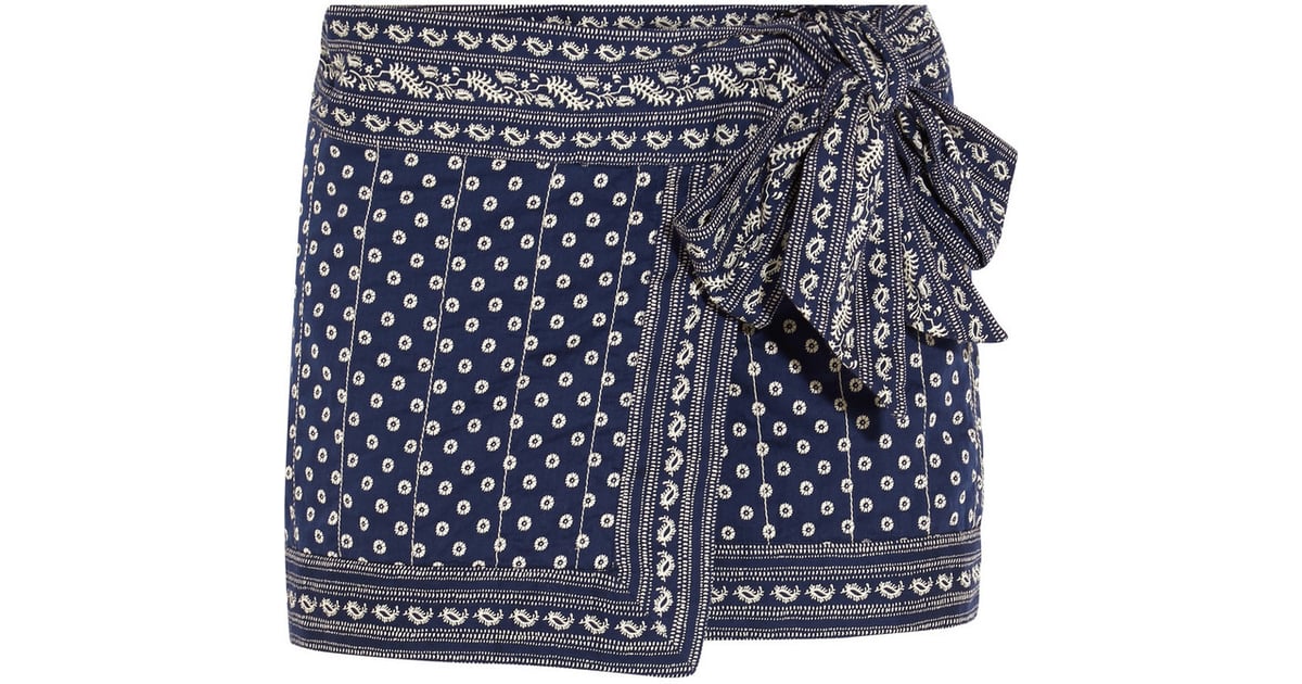 Etoile Isabel Marant Lyne Wrap-Effect Printed Cotton Mini Skirt ($220 ...