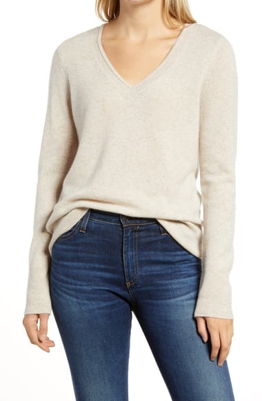 Halogen V-Neck Cashmere Sweater