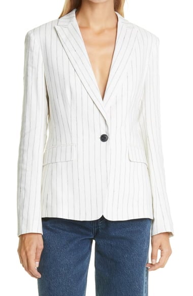 Shop Kamala's Exact Rag & Bone Lexington Blazer in Stripe Linen