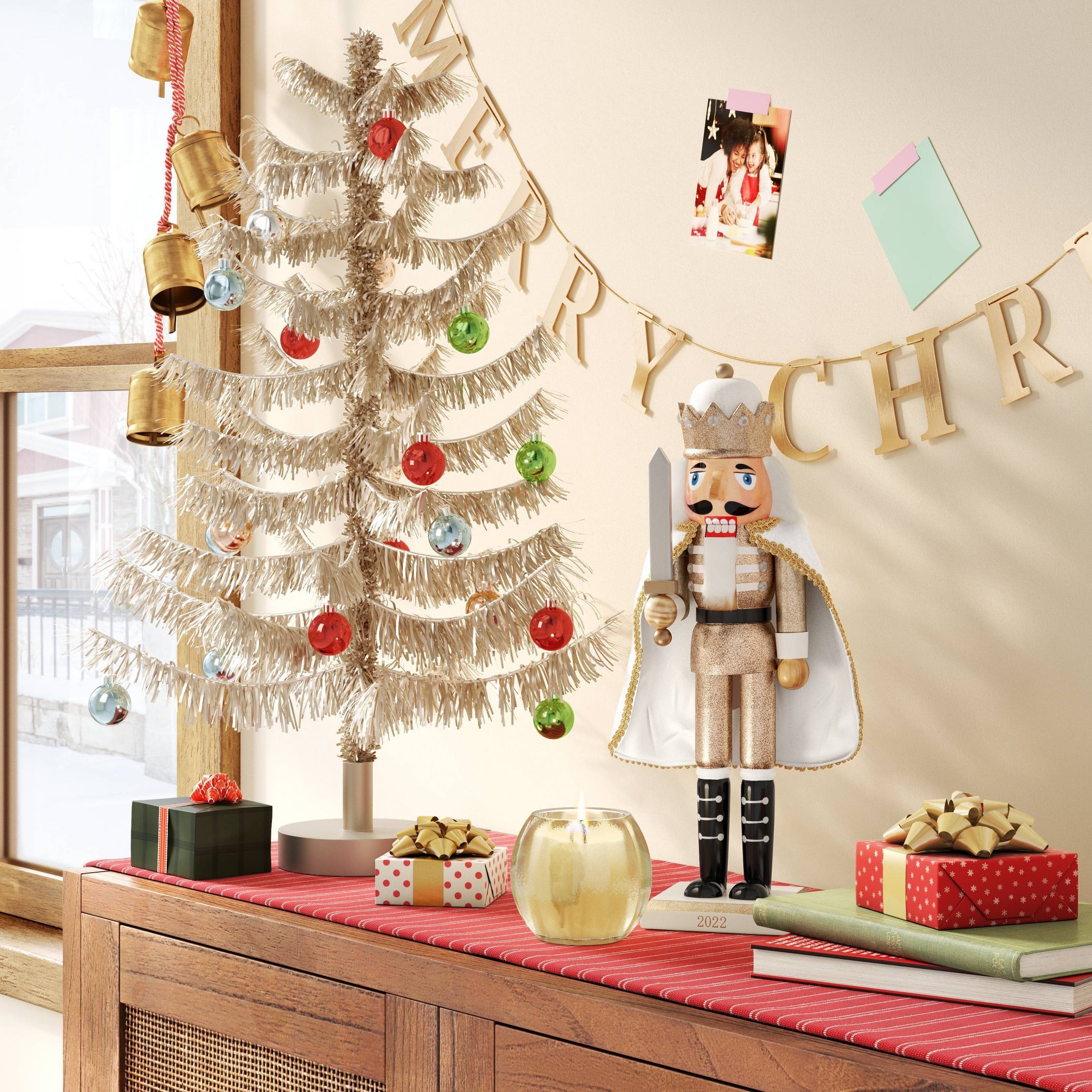Wood Christmas Ornaments, Natural Holiday Coasters