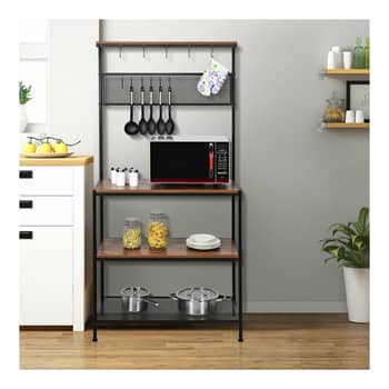 Baker's Rack Kitchen Microwave Oven Stand with Storage Cabinet and Drawers,  Coffee Bar Cabinet, White 