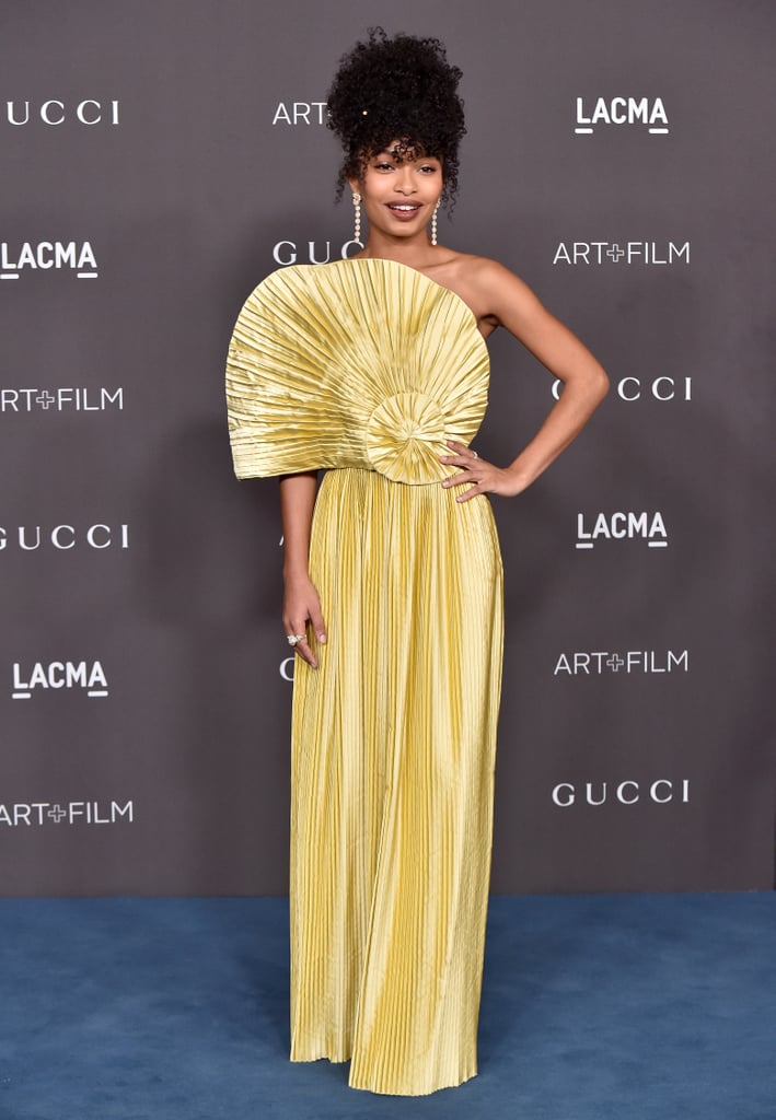 Yara Shahidi Wears Gold Gucci Gown to LACMA Art + Film Gala