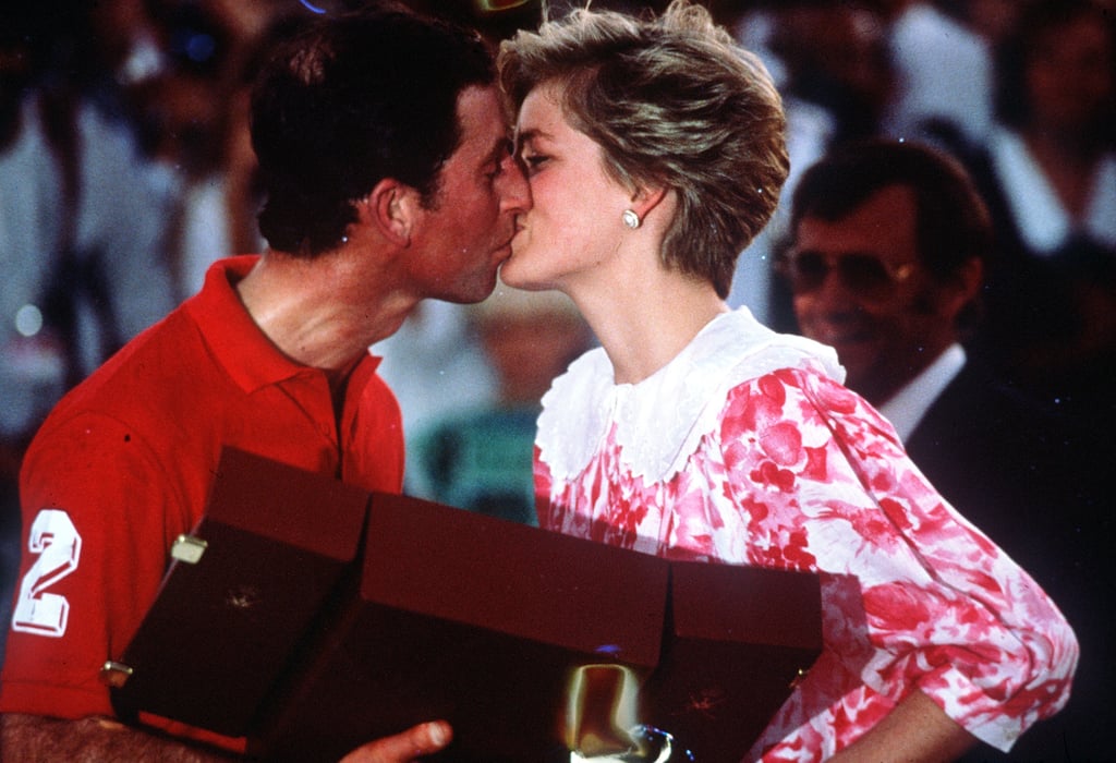 The couple kissed following a polo match in Oman in 1986.