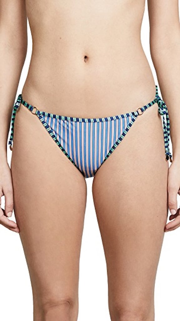 The cute stripes and side ties on this Diane Von Furstenberg Ring Cheeky Bikini Bottoms ($128) just scream summer.