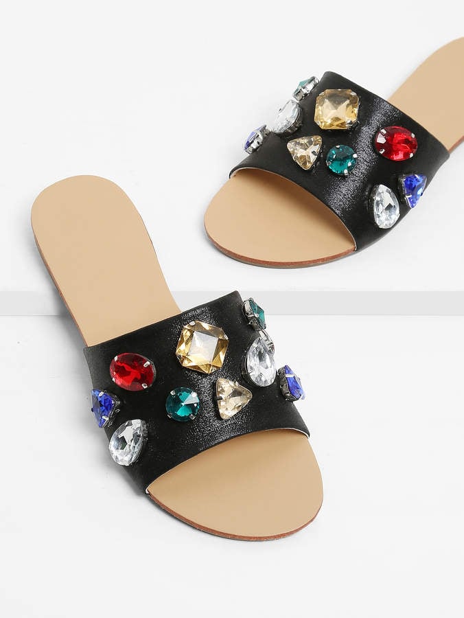 Shein Rhinestone Design Flat Sandals