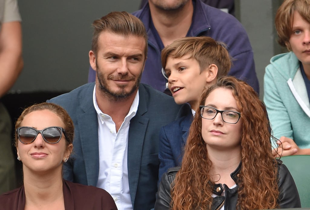 David and Romeo Beckham at Wimbledon 2015