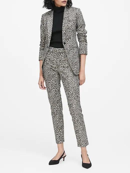 Long and Lean-Fit Metallic Leopard Blazer