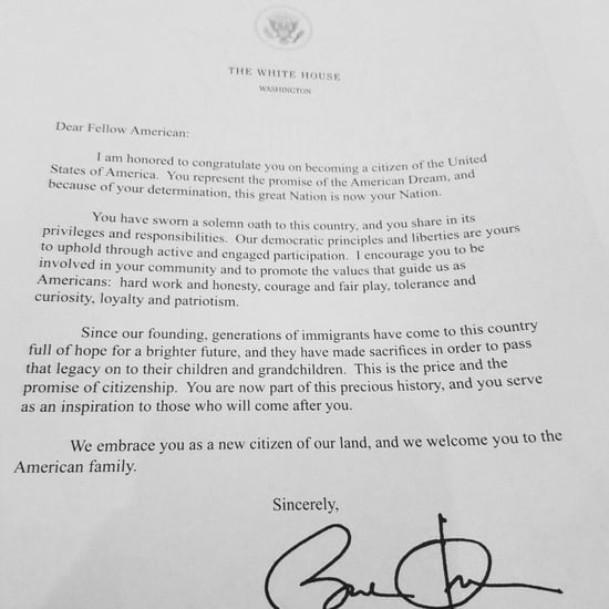 US Citizenship Welcome Letter Shows Obama as President