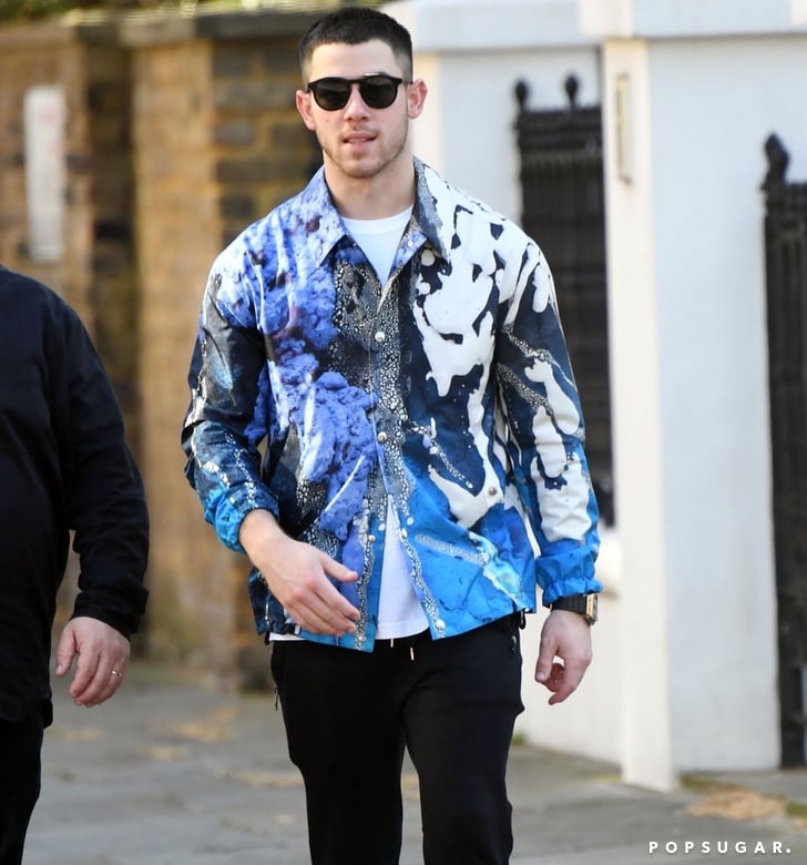 Nick Jonas's Blue Print Silk Button-Down From Berluti