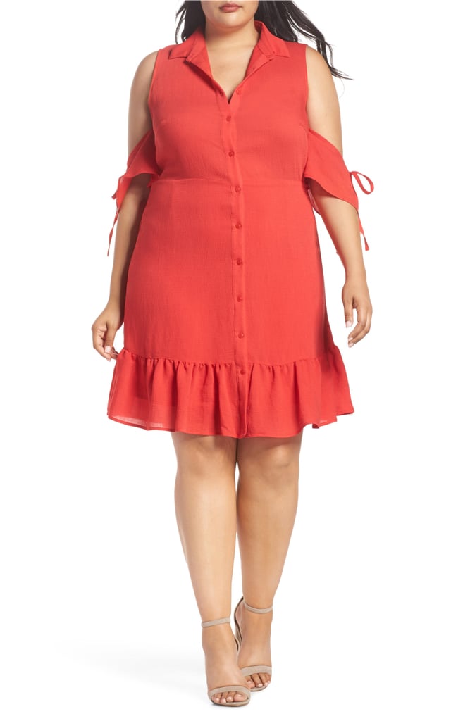 Lost Ink Cold-Shoulder Shirtdress