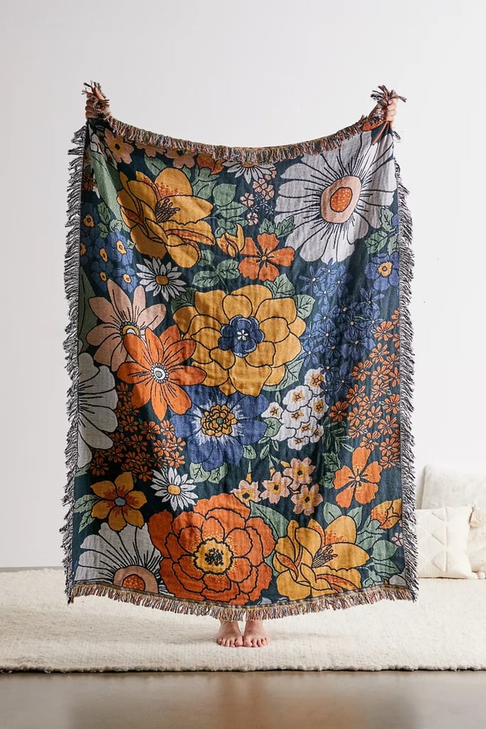 Oversized Florals: Valley Cruise Press Midnight Bloom Woven Throw Blanket