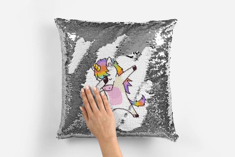 Reversible Sequin Dabbing Unicorn Cushion
