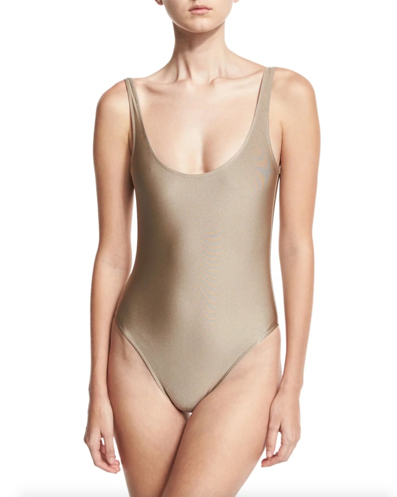 Marie France Van Damme Classic Solid One-Piece Swimsuit in Nude