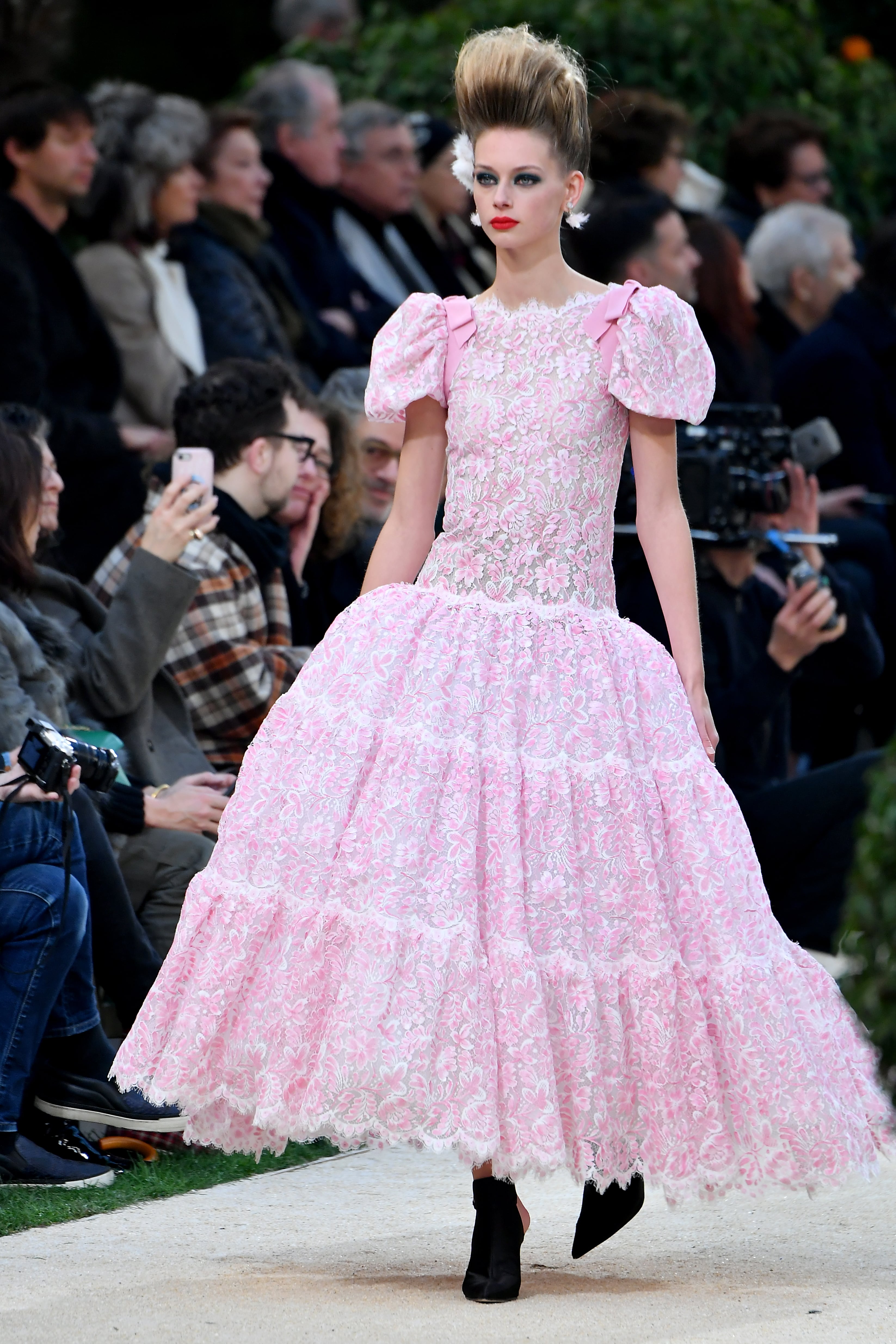 chanel pink dress 2019 Lily-Rose Depp Closes the Chanel Haute Couture Show
