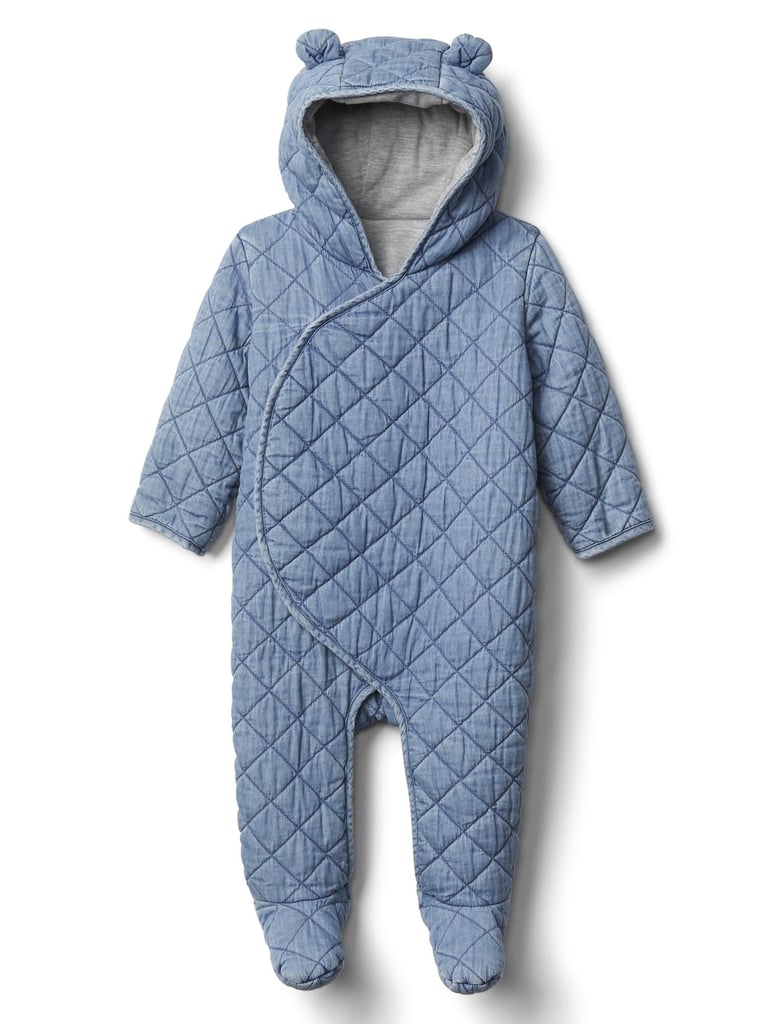Gap Baby Quilted Chambray Bear One-Piece