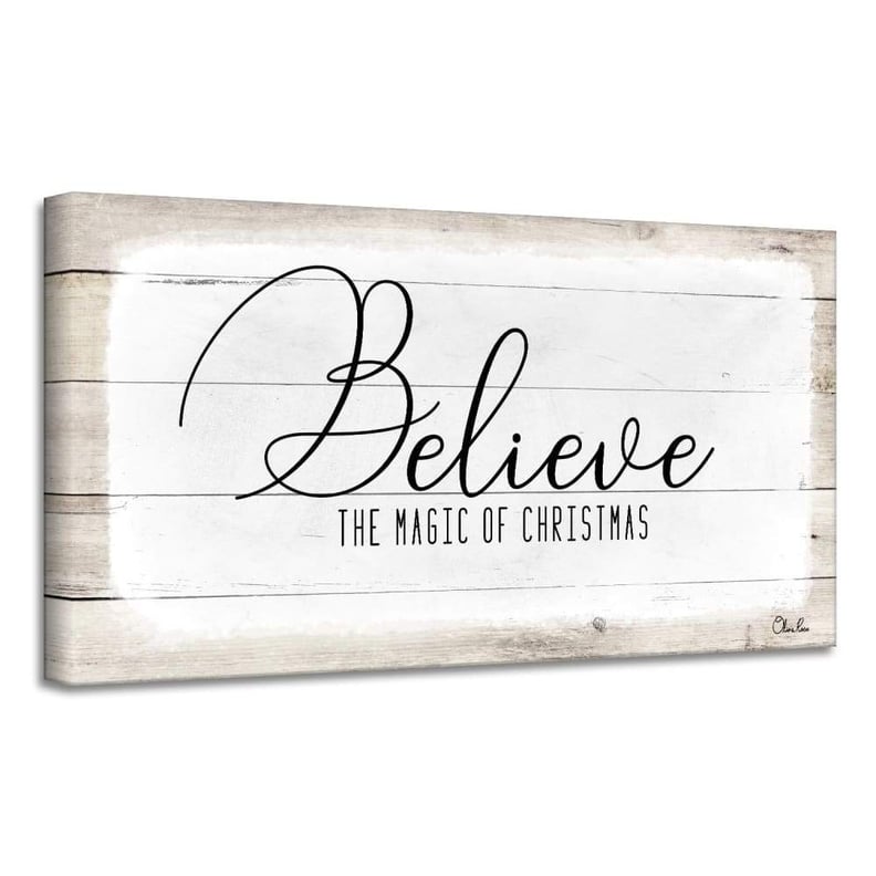Believe White Holiday Canvas Wall Art
