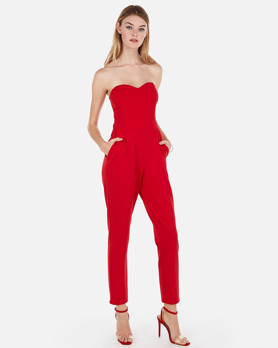 Strapless sweetheart neckline jumpsuit express top