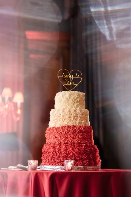 Give the classic white-tiered wedding cake a festive makeover.