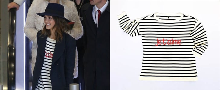 Jessica Alba Striped Shirt