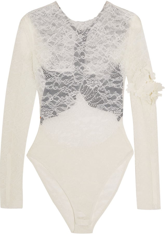 Preen by Thornton Bregazzi Varlese Appliquéd Lace and Stretch-Crepe Bodysuit ($1,255)