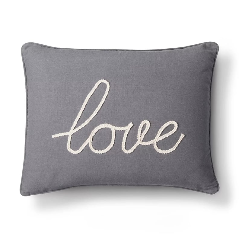 Gray Love Throw Pillow
