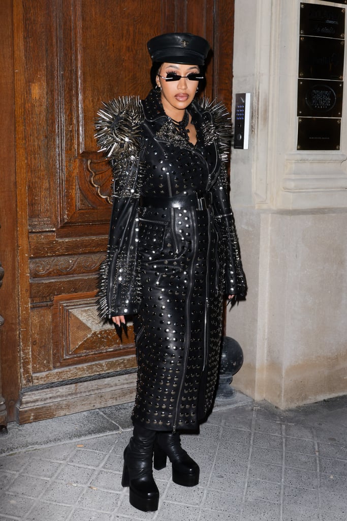 Cardi B in Richard Quinn and Rick Owens at Paris Fashion Week