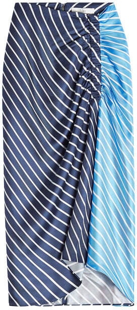 Tibi Delphina Printed Silk Skirt