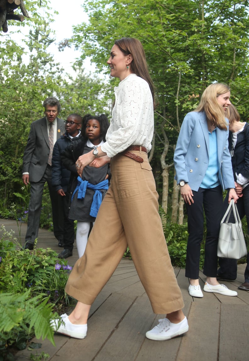 Kate Middleton Wearing Superga White Sneakers at the Chelsea Flower Show in London