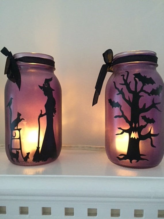 Pink Halloween Mason Jar