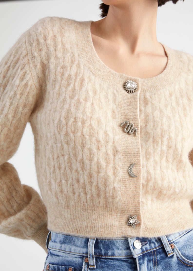 & Other Stories Novelty Button Alpaca Blend Cardigan