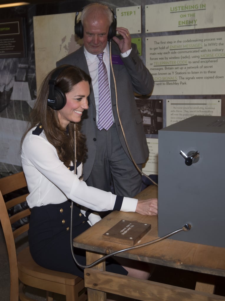 Kate Middleton had fun deciphering Morse code at Bletchley Park in Bletchley, England on Wednesday.