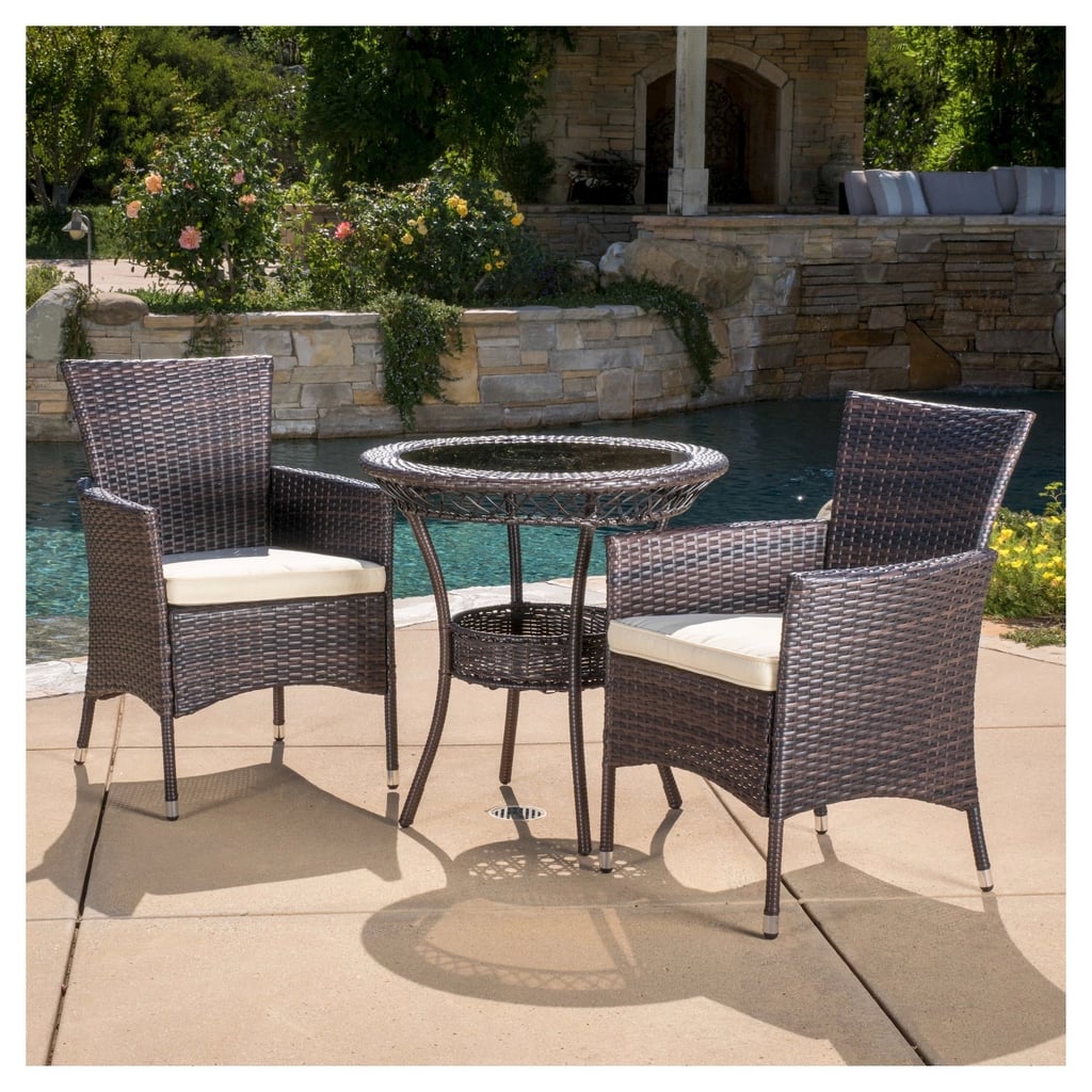 Parker Wicker Patio Bistro Seating Set With Cushions