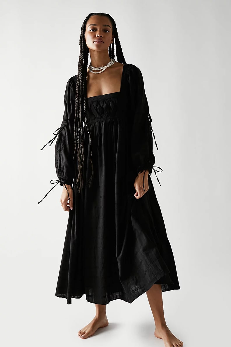 Black Maxi Dress, Tiered Cotton Maxi Dress, Puff Sleeve Maxi Dress, Classic  Dress, Autumn Dress for Women,maxi Elegant Dress, Black Kaftan 