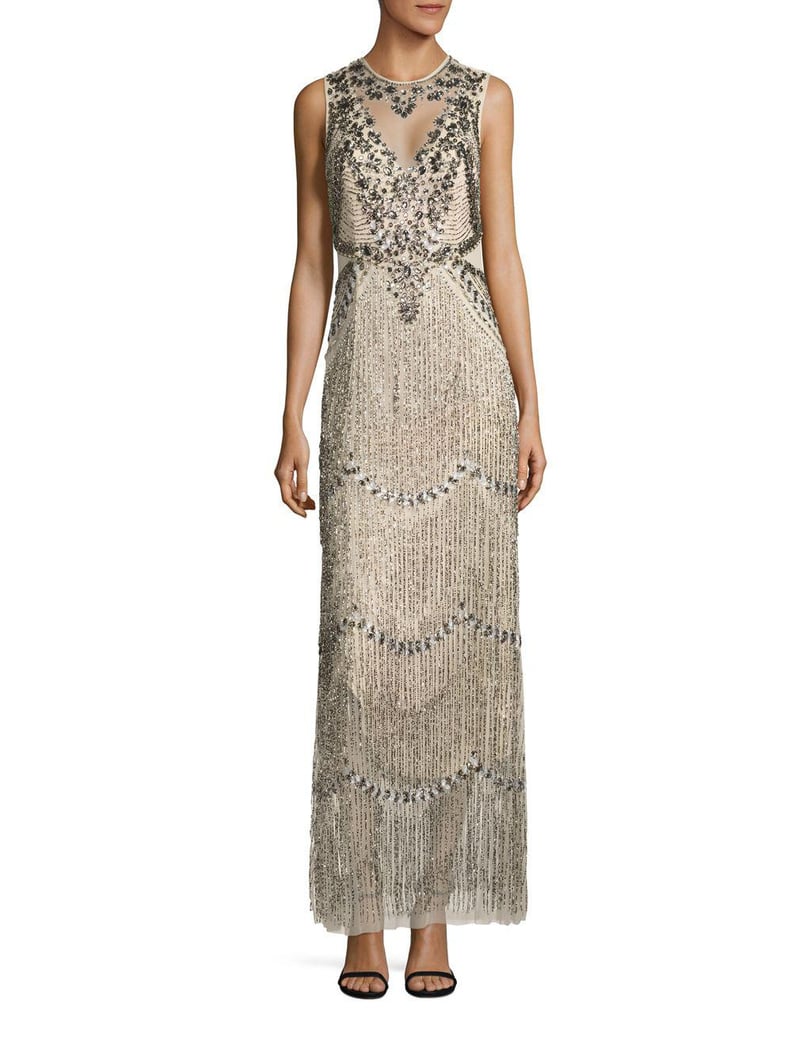 Adrianna Papell Beaded Fringe Gown