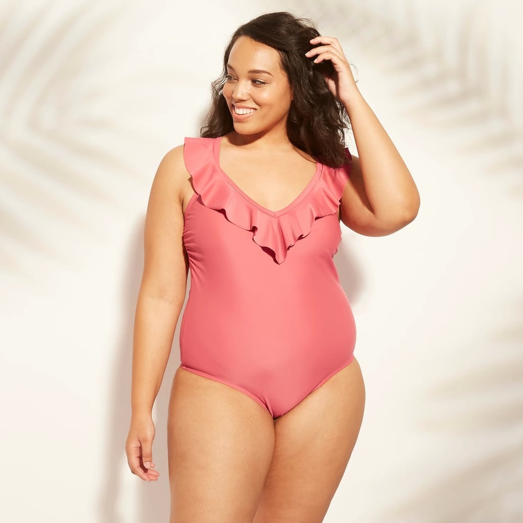 Ruffle Neck One-Piece Swimsuit