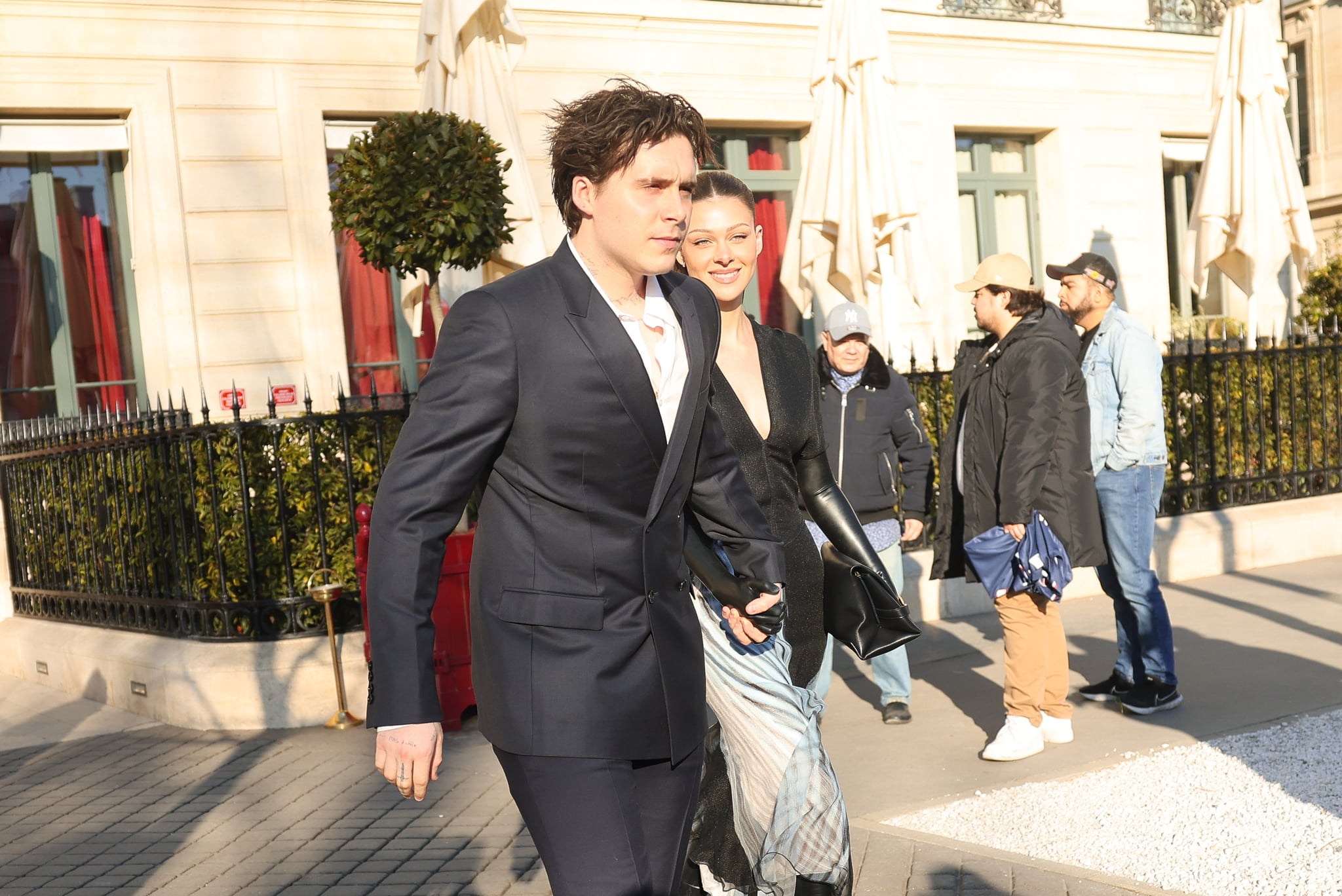 PARIS, FRANCE - MARCH 03: Brooklyn Beckham and Nicola Peltz are seen during the Paris Fashion Week -  Womenswear Fall Winter 2023 2024 : Day Five on March 03, 2023 in Paris, France. (Photo by Jacopo Raule/Getty Images)