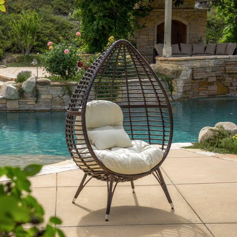 A Wicker Egg Chair: Montecito Lounge Chair With Cushion