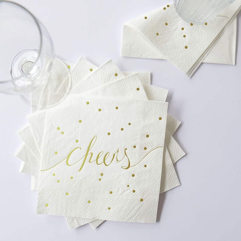 New Year's Eve Napkins: White And Gold Disposable Napkins