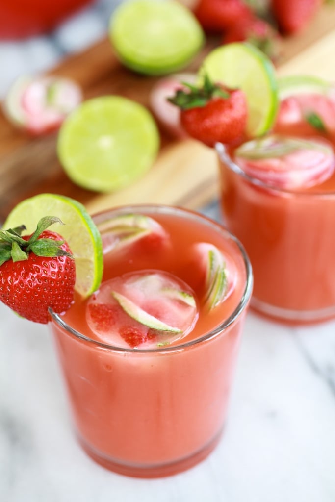 Sparkling Strawberry Basil Limeade With Tequila Strawberry Lime Ice
