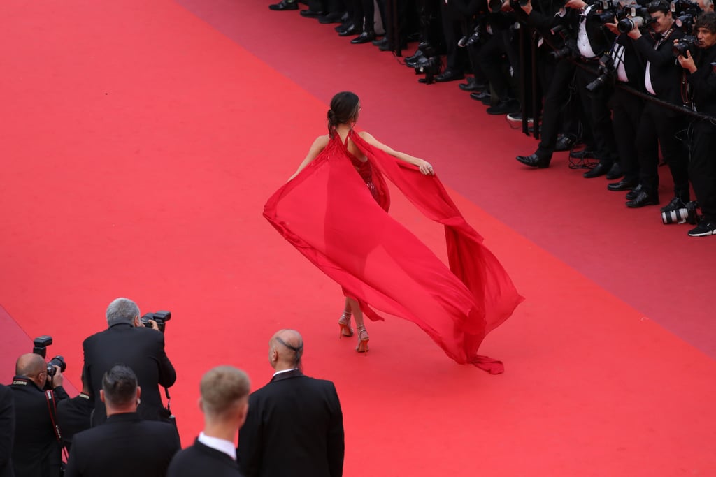 Alessandra Ambrosio Red Julien Macdonald Gown at Cannes 2019