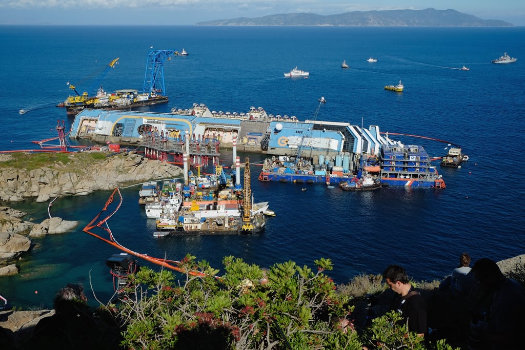The size of the ship could be seen with an aerial view.