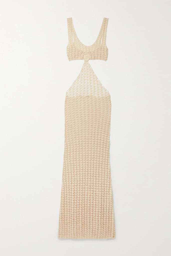 Cult Gaia Beige Tyra cutout crochet-knit maxi dress