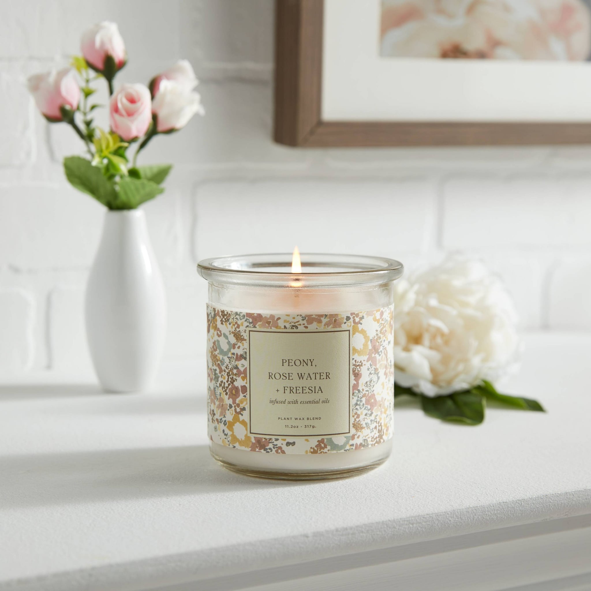 Rose Gold Peony Candle