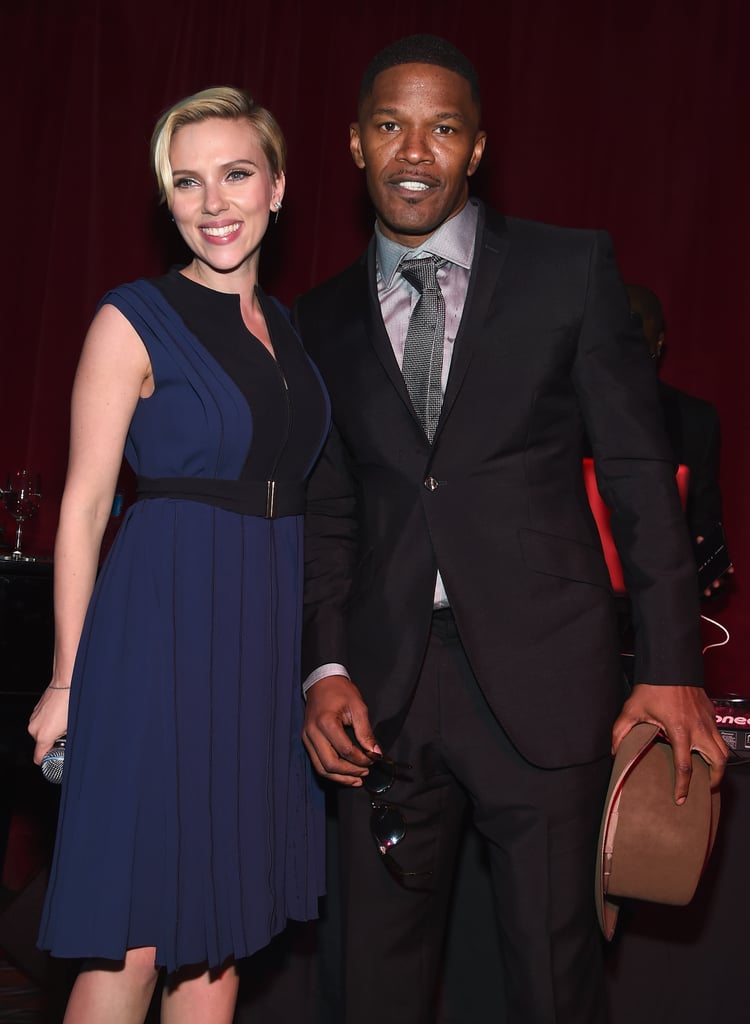 Scarlett Johansson and Jamie Foxx spoke on stage during the Friends of Rockaway second annual Hurricane Sandy fundraiser in NYC on Tuesday.
