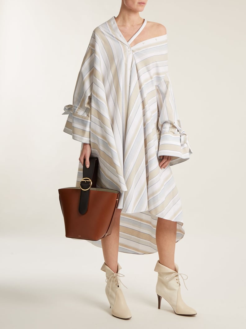 Palmer/Harding Off-the-Shoulder Striped Cotton-Blend Shirtdress