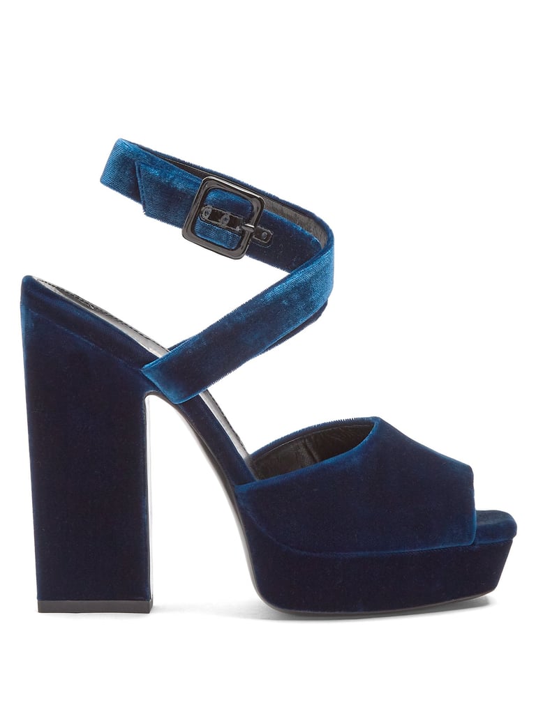 Our Pick: Saint Laurent Debbie Platform-Heel Velvet Sandals