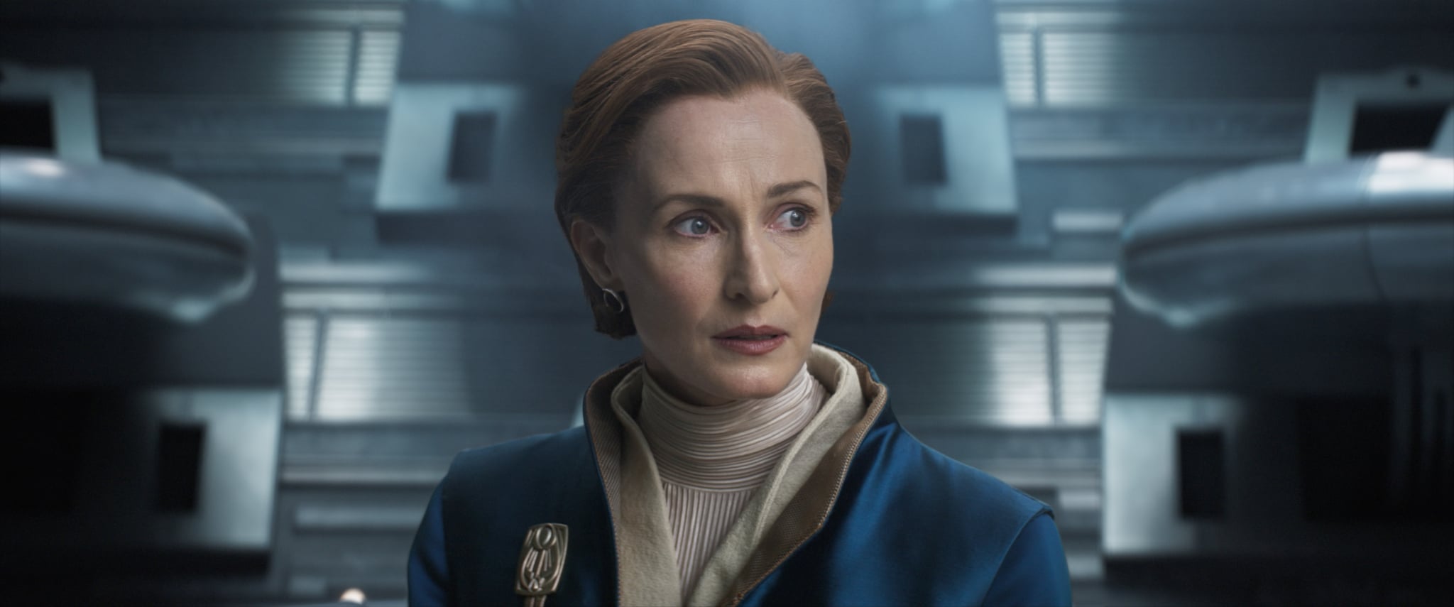 Mon Mothma (Genevieve O'Reilly) in Lucasfilm's ANDOR, exclusively on Disney+. ©2022 Lucasfilm Ltd. & TM. All Rights Reserved.