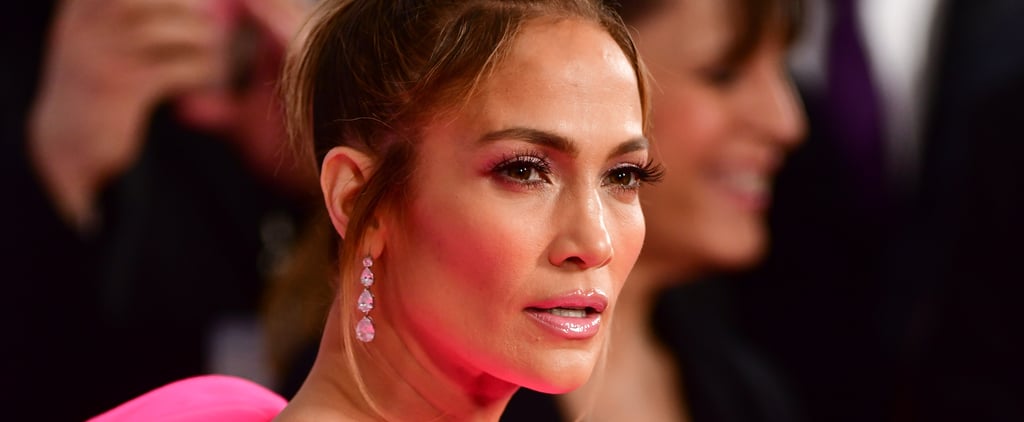 J Lo Wears Pink Magda Butrym Dress and Leather Trench Coat