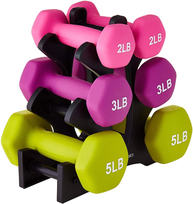 AmazonBasics Neoprene Dumbbell Pairs and Sets With Stands