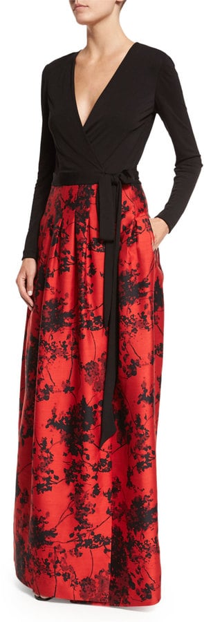 Diane von Furstenberg Kailey Long-Sleeve Floral-Print Combo Full Gown ($998)
